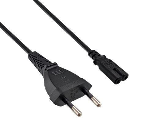 Netzkabel Eurostecker Typ C auf C7, 0,75mm², VDE, schwarz, Länge 5,00m